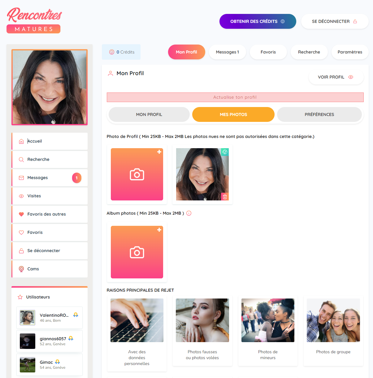 Rencontres Matures Mes photos