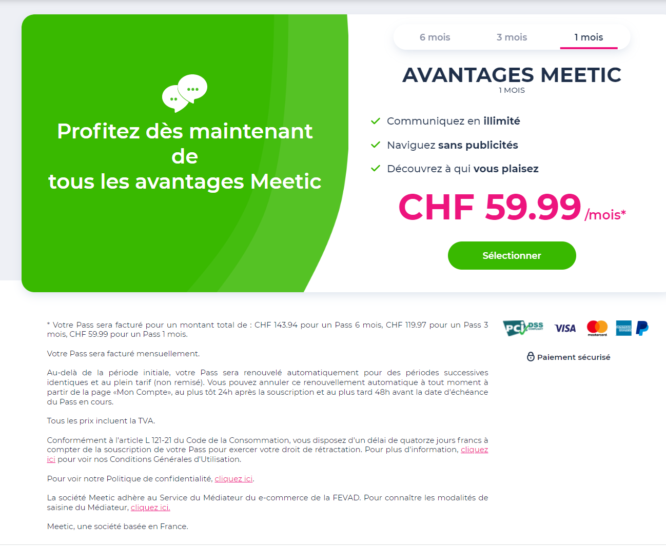 Meetic prix 1 mois