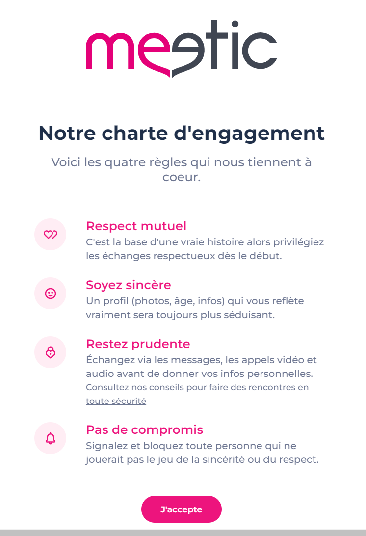 Meetic charte d'engagement